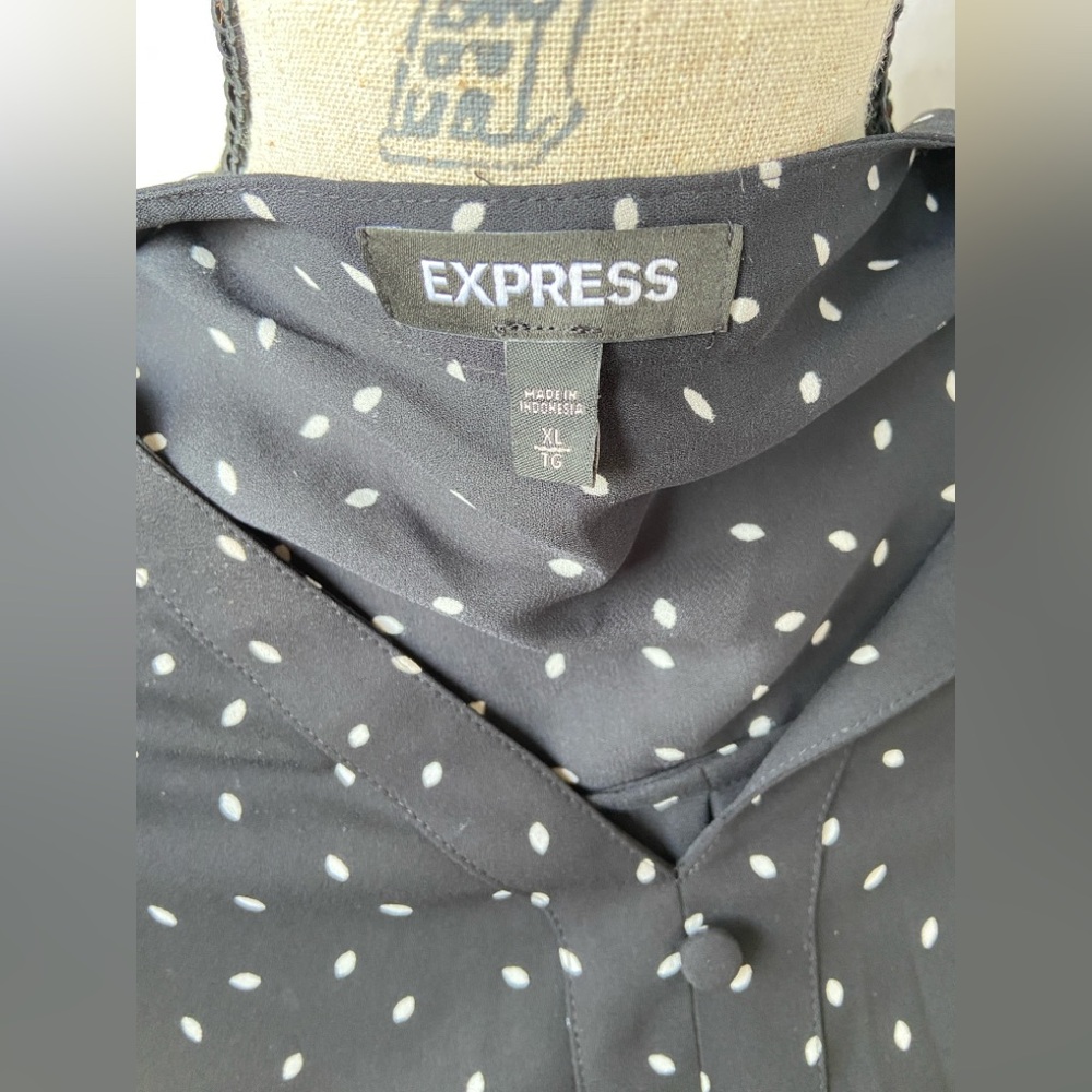 Express Black and White Patterned Blouse
